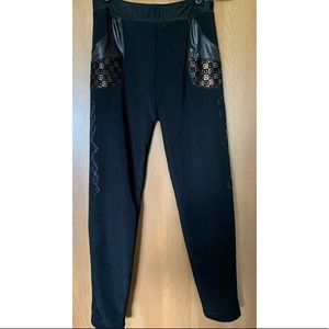 Black Leggings with Gold Detailing